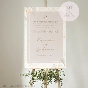 Welcome Sign | Anand Karaj Wedding Sign | Customizable | Anand Karaj, Engagement, Mehndi, Chunni Ceremony, Jago, Choora, Sangeet | Digital