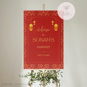 Welcome Sign | Sangeet Welcome Sign | Customizable | Anand Karaj, Engagement, Mehndi, Chunni Ceremony, Jago, Choora, Sangeet | Digital