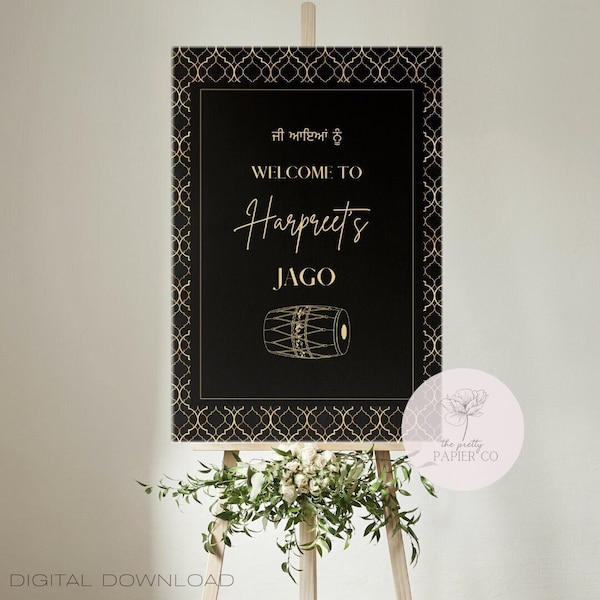 Welcome Sign | Sangeet Welcome Sign | Customizable | Anand Karaj, Engagement, Mehndi, Chunni Ceremony, Jago, Choora, Sangeet | Digital