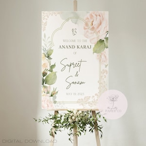 Welcome Sign | Anand Karaj Wedding Sign | Customizable | Anand Karaj, Engagement, Mehndi, Chunni Ceremony, Jago, Choora, Sangeet | Digital
