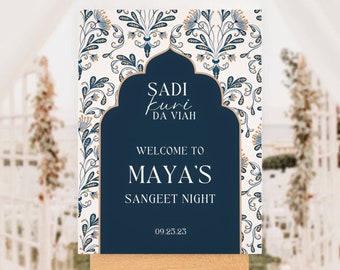 Welcome Sign | Sangeet Wedding Sign | Customizable | Anand Karaj, Engagement, Mehndi, Chunni Ceremony, Jago, Choora, Sangeet | Digital