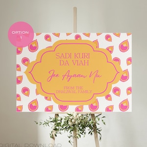 Sadi Kuri Da Viah | Indian Wedding Signs | Punjabi Wedding Signs | Anand Karaj, Mehndi, Chunni Ceremony, Jago, Choora, Sangeet | Digital