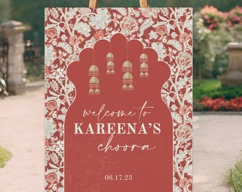 Welcome Sign | Choora Wedding Sign | Customizable | Anand Karaj, Engagement, Mehndi, Chunni Ceremony, Jago, Choora, Sangeet | Digital