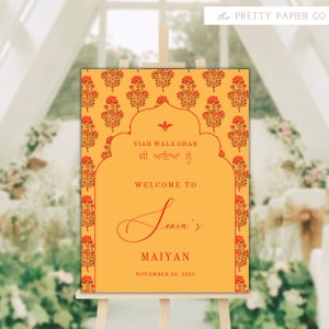 Welcome Sign | Sangeet Wedding Sign | Customizable | Anand Karaj, Engagement, Mehndi, Chunni Ceremony, Jago, Choora, Sangeet | Digital
