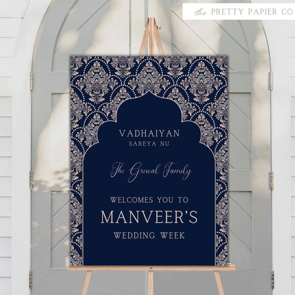 Welcome Sign | Sangeet Wedding Sign | Customizable | Anand Karaj, Engagement, Mehndi, Chunni Ceremony, Jago, Choora, Sangeet | Digital