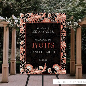 Welcome Sign | Sangeet Wedding Sign | Customizable | Anand Karaj, Engagement, Mehndi, Chunni Ceremony, Jago, Choora, Sangeet | Digital