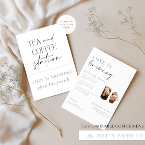Pacote de menu de bebidas de café e chá | Menu de café personalizável | Menu de bebidas indianas | Menu de bebidas de casamento Desi | Sangeet, Maiyan, Anand Karaj
