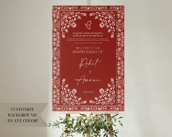 Welcome Sign | Anand Karaj Wedding Sign | Customizable | Anand Karaj, Engagement, Mehndi, Chunni Ceremony, Jago, Choora, Sangeet | Digital