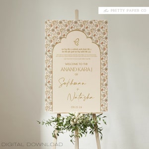 Welcome Sign | Anand Karaj Wedding Sign | Customizable | Anand Karaj, Engagement, Mehndi, Chunni Ceremony, Jago, Choora, Sangeet | Digital