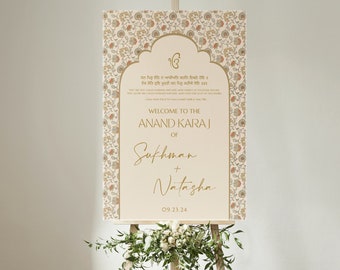 Welcome Sign | Anand Karaj Wedding Sign | Customizable | Anand Karaj, Engagement, Mehndi, Chunni Ceremony, Jago, Choora, Sangeet | Digital