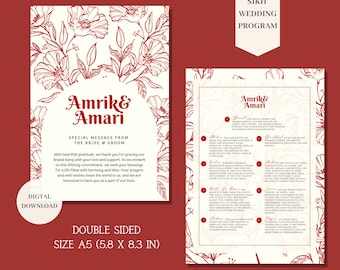 Sikh-huwelijksprogramma, Anand Karaj-programma, Sikh-ceremoniegids, Sikh-infographics, Anand Karaj-programma met betekenis, Sikh-huwelijksgids