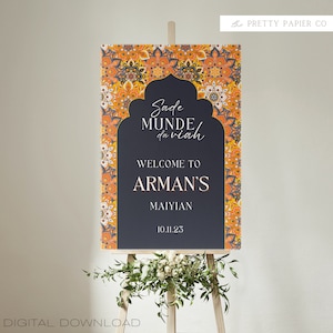 Sade Munde Da Viah| Indian Welcome Sign | Customizable | Anand Karaj, Engagement, Mehndi, Chunni Ceremony, Jago, Choora, Sangeet | Digital