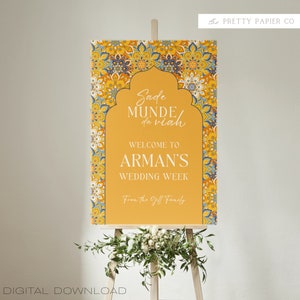 Sade Munde Da Viah| Indian Welcome Sign | Customizable | Anand Karaj, Engagement, Mehndi, Chunni Ceremony, Jago, Choora, Sangeet | Digital