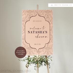 Welcome Sign | Sangeet Wedding Sign | Customizable | Anand Karaj, Engagement, Mehndi, Chunni Ceremony, Jago, Choora, Sangeet | Digital