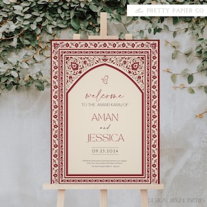 Welcome Sign | Anand Karaj Wedding Sign | Customizable | Anand Karaj, Engagement, Mehndi, Chunni Ceremony, Jago, Choora, Sangeet | Digital