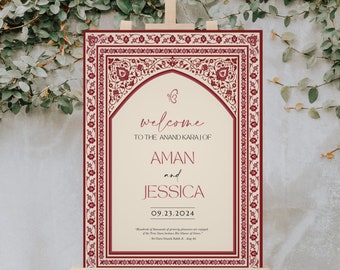 Welcome Sign | Anand Karaj Wedding Sign | Customizable | Anand Karaj, Engagement, Mehndi, Chunni Ceremony, Jago, Choora, Sangeet | Digital