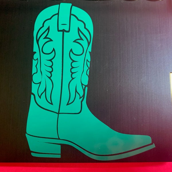 vinyl decal/turquoise cowboy boots/