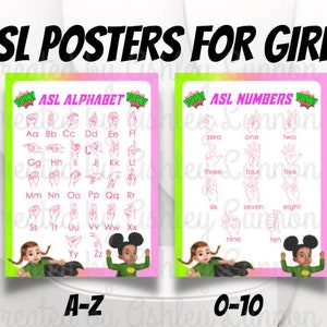 ASL Flash Cards, American Sign, Sign Language Poster, ASL Alphabets, Indoor Outdoor Play, School Activities, Deaf Education,for girls