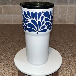 Mexican Style Tumbler White & Blue Design