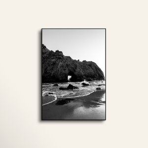 Druckbares Strand Poster, California Beach Print, Big Sur Poster, Fotografie Druck, Kalifornien Foto, Schwarz & Weiß Druck, Digitaler Download