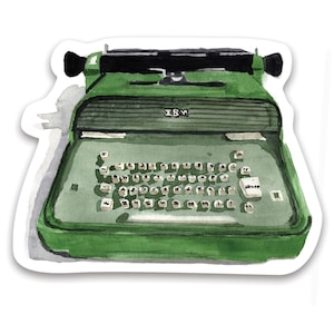 Green Vintage IBM Model C Electric Typewriter Die Cut Vinyl Sticker from Original Watercolor
