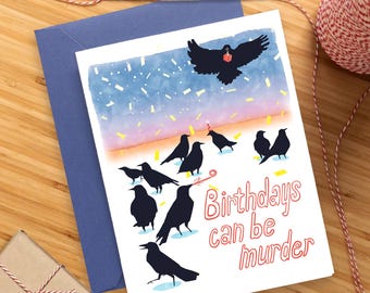 Funny Crow Birthday Card – Dark Humor Bird Lover Gift