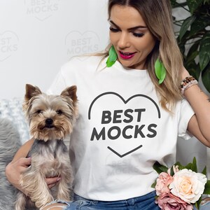 Gildan 5000 Heavy Cotton | White TShirt Mockup | TShirt Model Mockup | T Shirt Mockup | TShirt Mockup | Mockup With Dog | Digital JPEG IMAGE