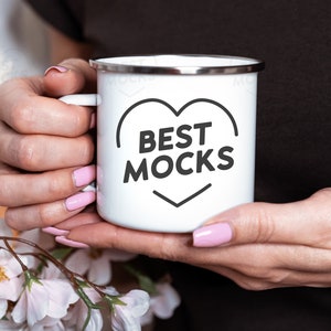 Enamel Mug 12oz Mockup | Woman Holding Camp Mug Mockup | White Enamel Mug Mockup | Camping Mug Mockup | Camp Mug Mockup | Digital JPEG IMAGE