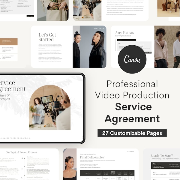 Professional Video Production Film Project Contract / Client Proposal Template Canva - Filmmaker - Design Agency - Videographer Film Agency