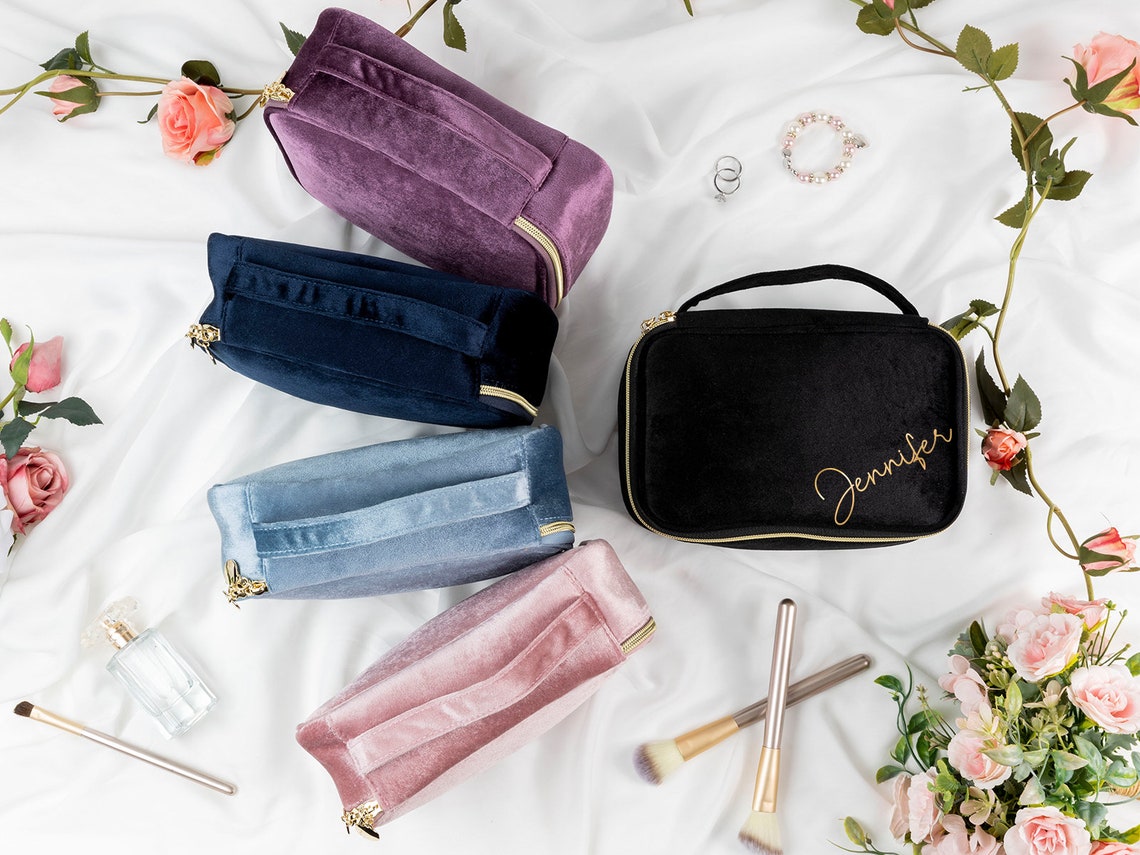 Personalized Makeup Bag Velvet Makeup Bag Cosmetic Brush Bag Etsy
