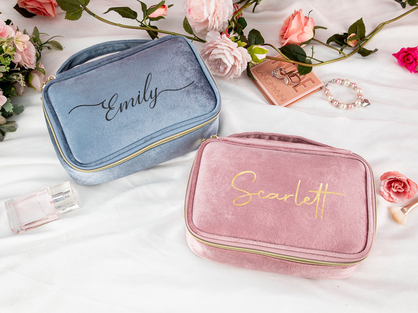 Personalized Makeup Bag Velvet Makeup Bag Cosmetic Brush Bag Etsy