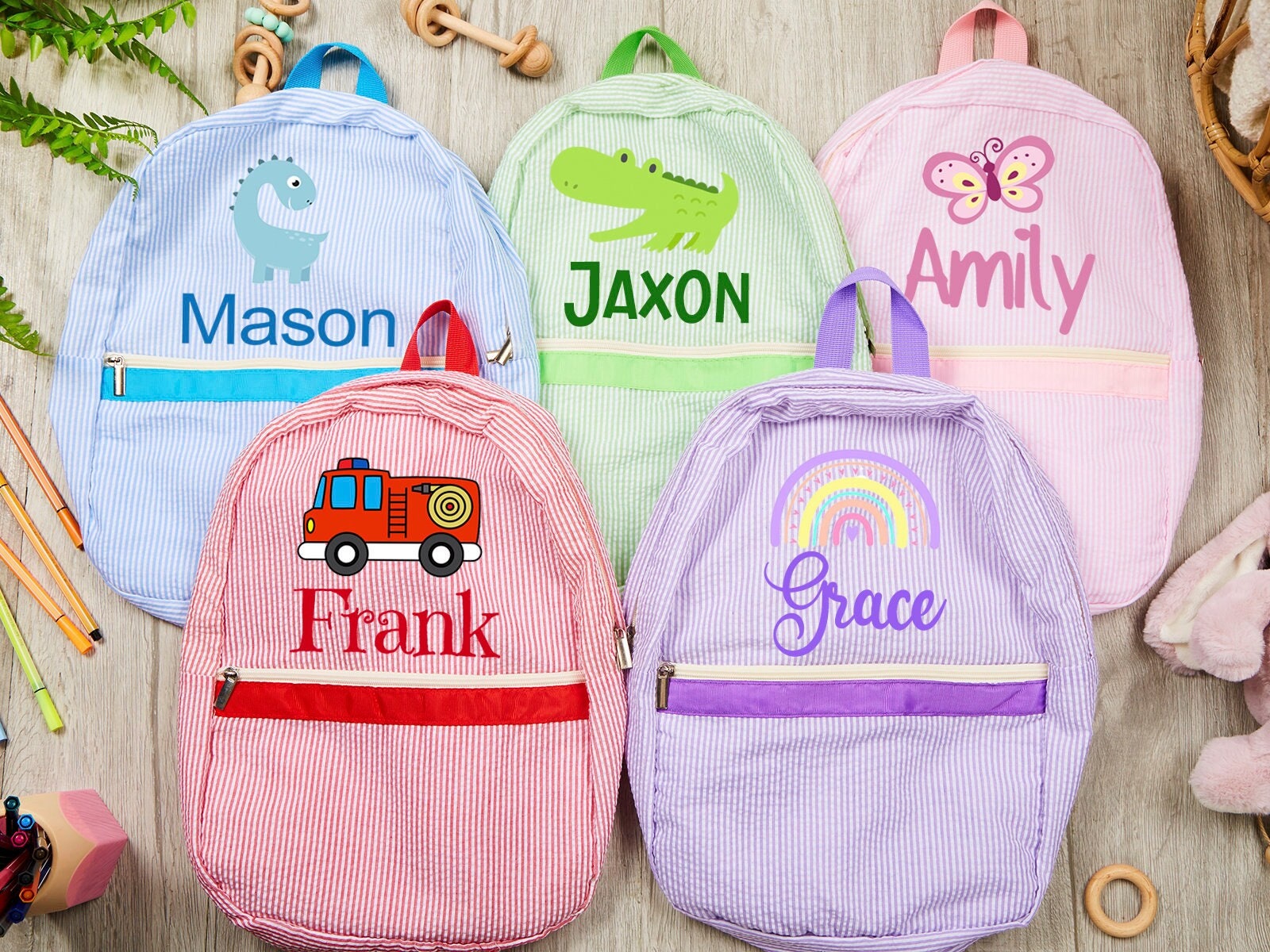 Glaphy Custom Cute Crocodile Kids Backpack Toddler Backpack Daycare School,  Personalized Name Preschool Bookbags for Kids Boys Girls