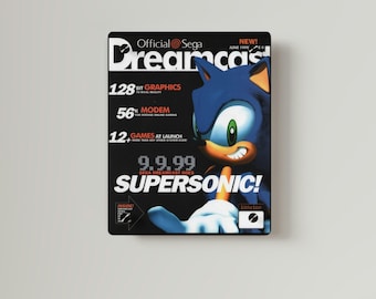 Acrylic Wall Art Panels | Dreamcast Magazine Announcement Art Print | Video Game Collectors Art | Gifts For Dad | Gifts For Him | Wall Decor