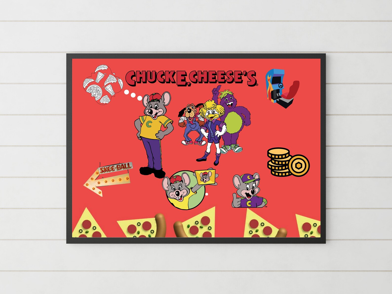 Chuck E Cheese Retro 1980's Wall Decor!! A Perfect Nostalgia Item for Your 80's Themed Rooms! - Etsy