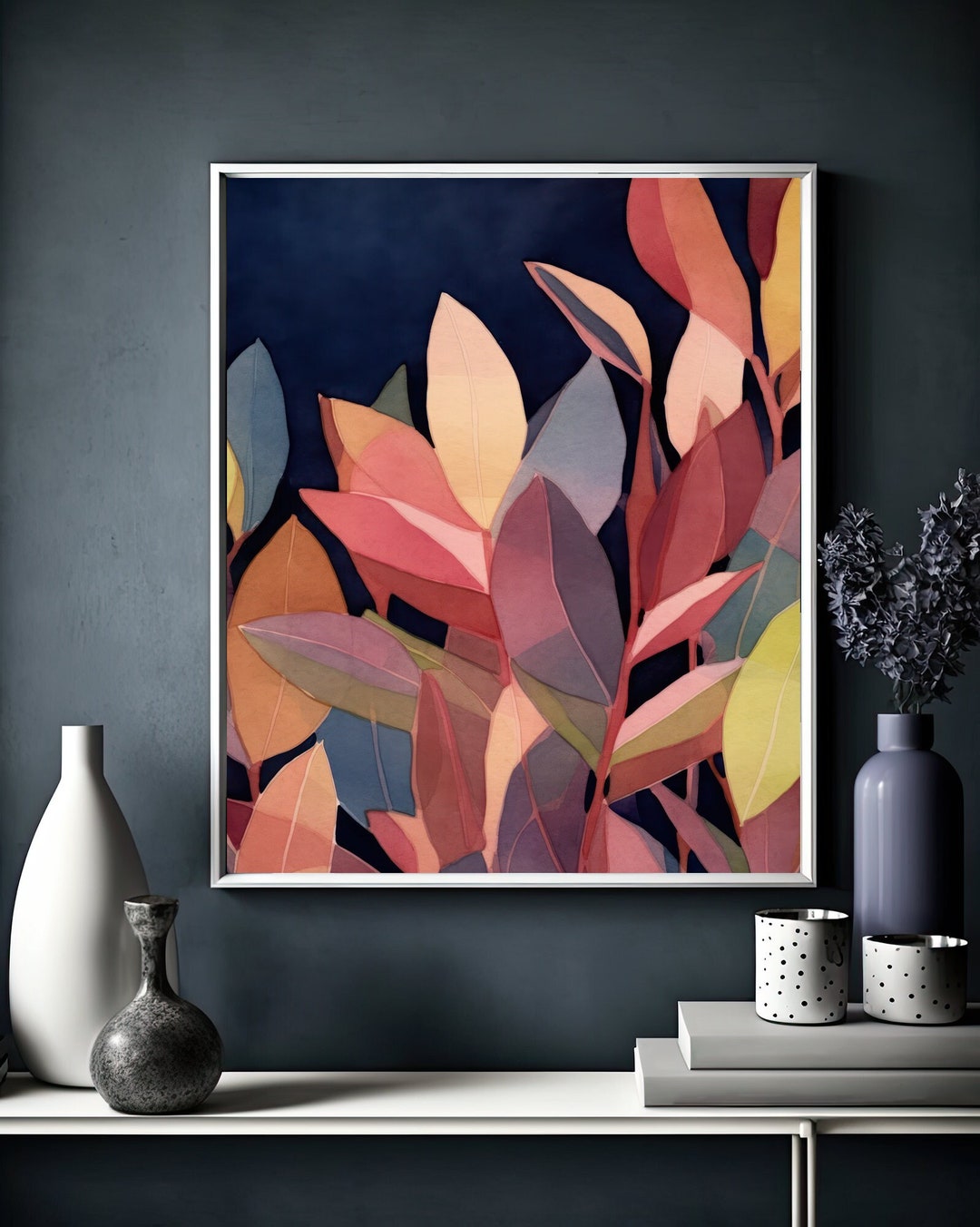 Printable Leaf Wall Art, Watercolor Wall Art, Digital Nature Art, Downloadable Art, Modern Wall