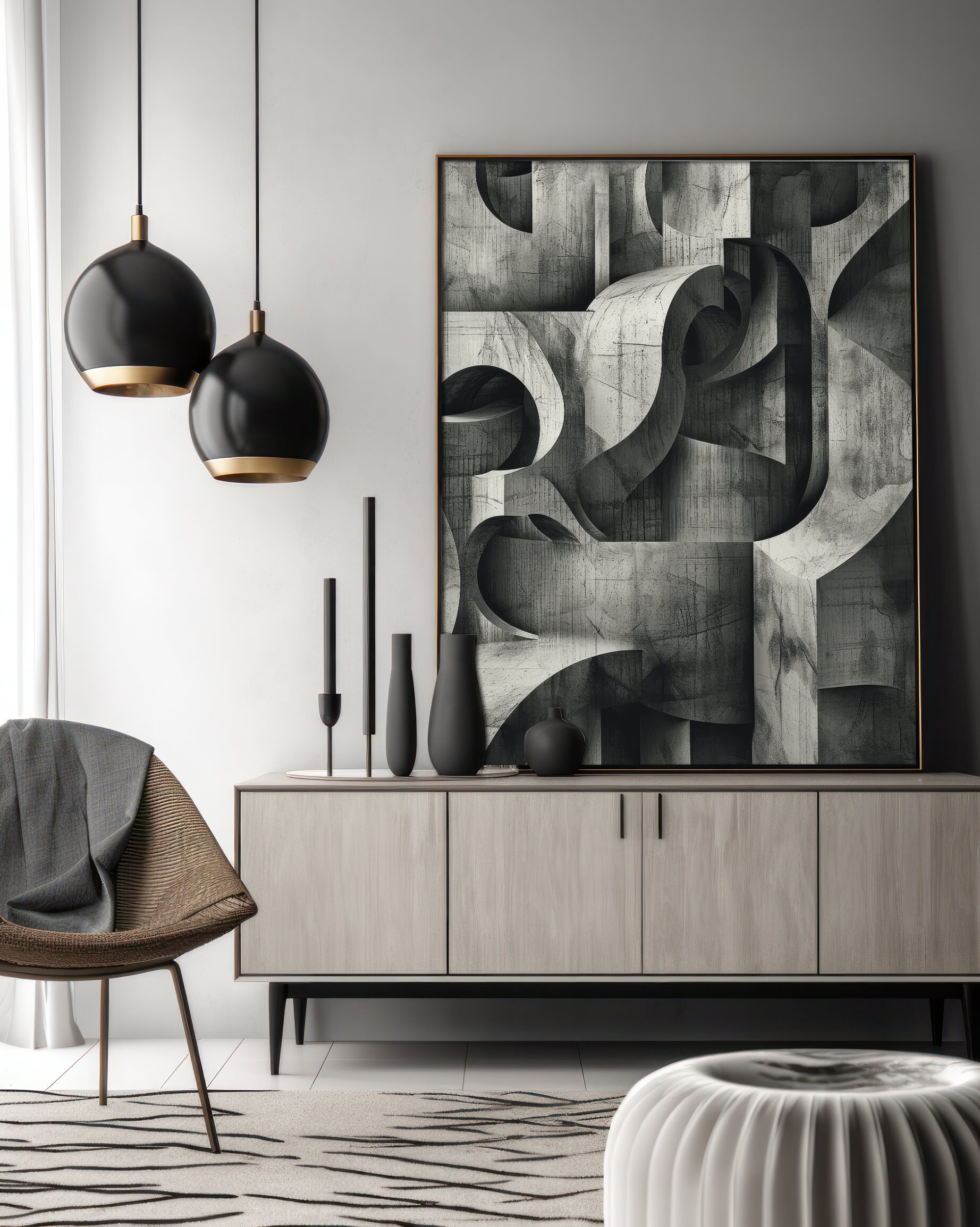 Printable Abstract Geometric Wall Art, Digital Printable Art ...