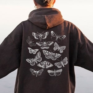 Cottagecore Moth Hoodie, Luna Moth Light Academia Hoodie, Dark Academia Clothing, Mens Goth Hoodie, Insect Shirt, Butterfly Hoodie For Her