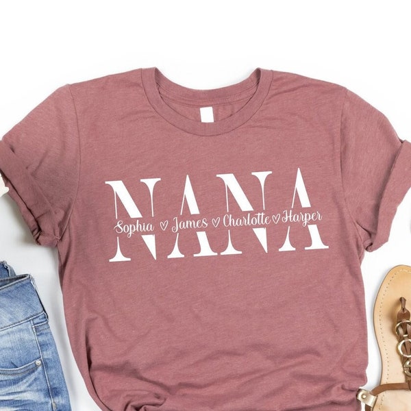 Nana Split Name Frame Shirt, Mother's Day Shirt for Grandma, Personalized Nana Shirt, Nana With Grandchildren Names Shirt, Custom Nana Shirt