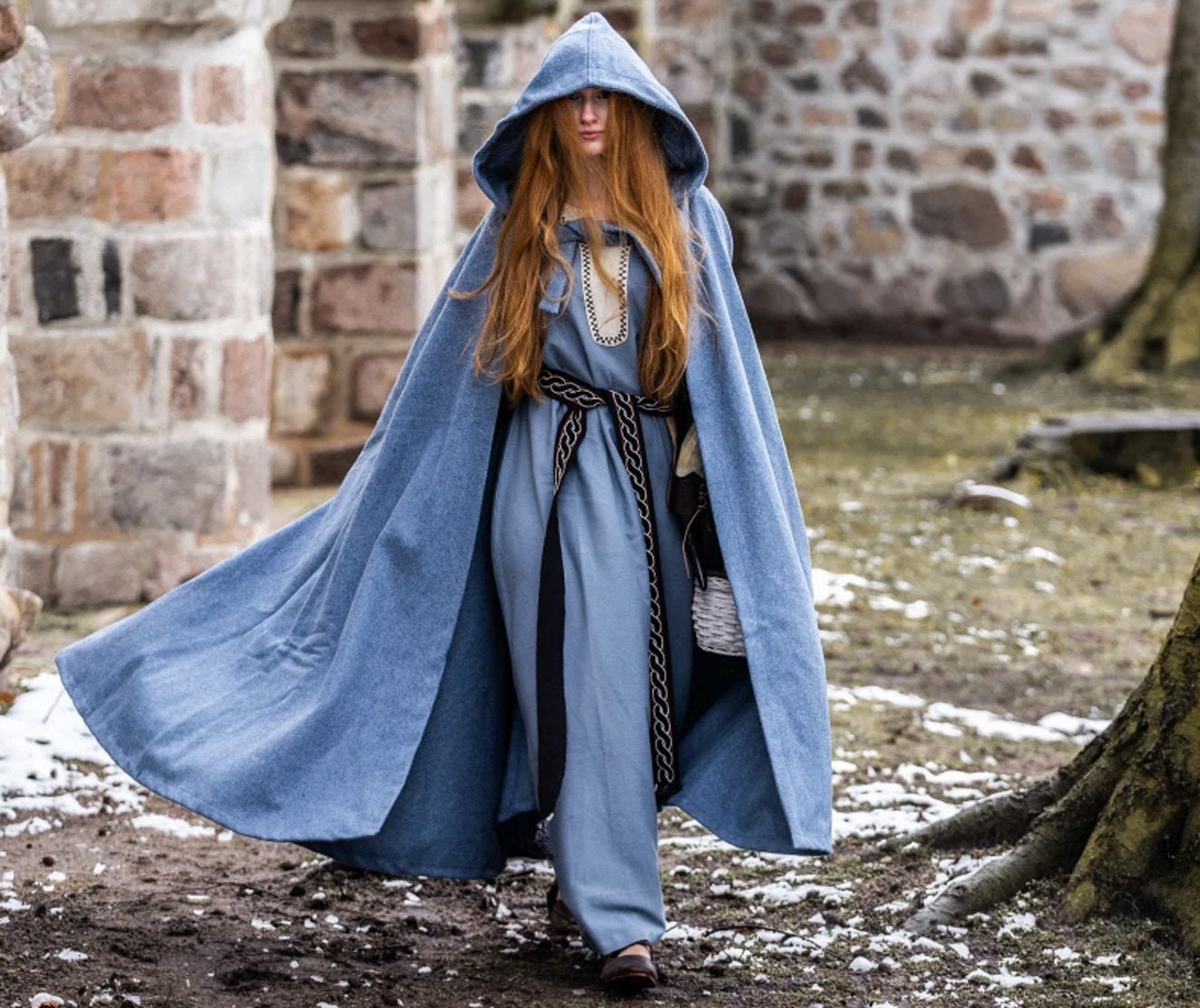 Capa de lana con capucha para mujer, capa de invierno para novia, talla  grande, abrigo grueso, medieval, renacentista, disfraz de Halloween