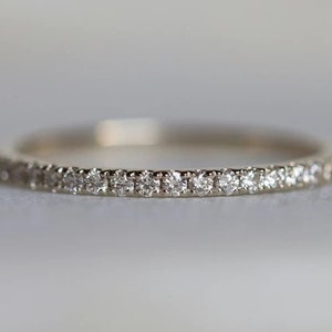1.50 mm Lab Diamond Wedding Band. Half-Way and Eternity. Petite Minimal and Stackable, Half Eternity Band, Minimalist Ring, Bridal Band Ring