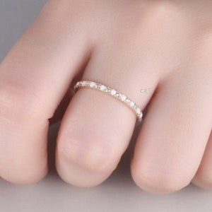Opal Morganite Eternity Band: Sterling Silver Wedding Ring