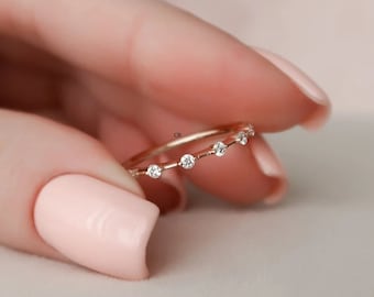 Handmade Sterling Silver Diamond CZ Eternity Band: Petite Wedding Ring