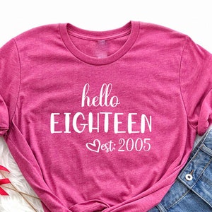 18th Birthday Shirt, Hello Eighteen T-shirt, 18th Birthday Gift, 18th ...
