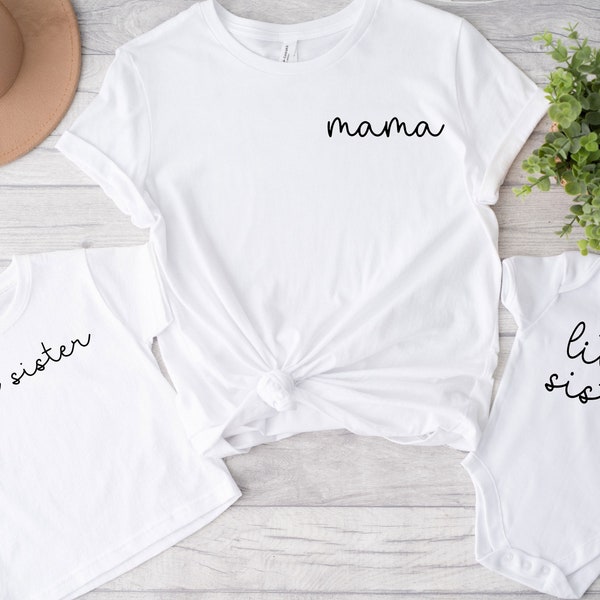 Big Sister Shirt, Little Sister Shirt, Mother's Day Gift, Family Matching Tee, Mommy and Me Shirts, Sibling Shirts, Mama T-shirt,Sister Gift