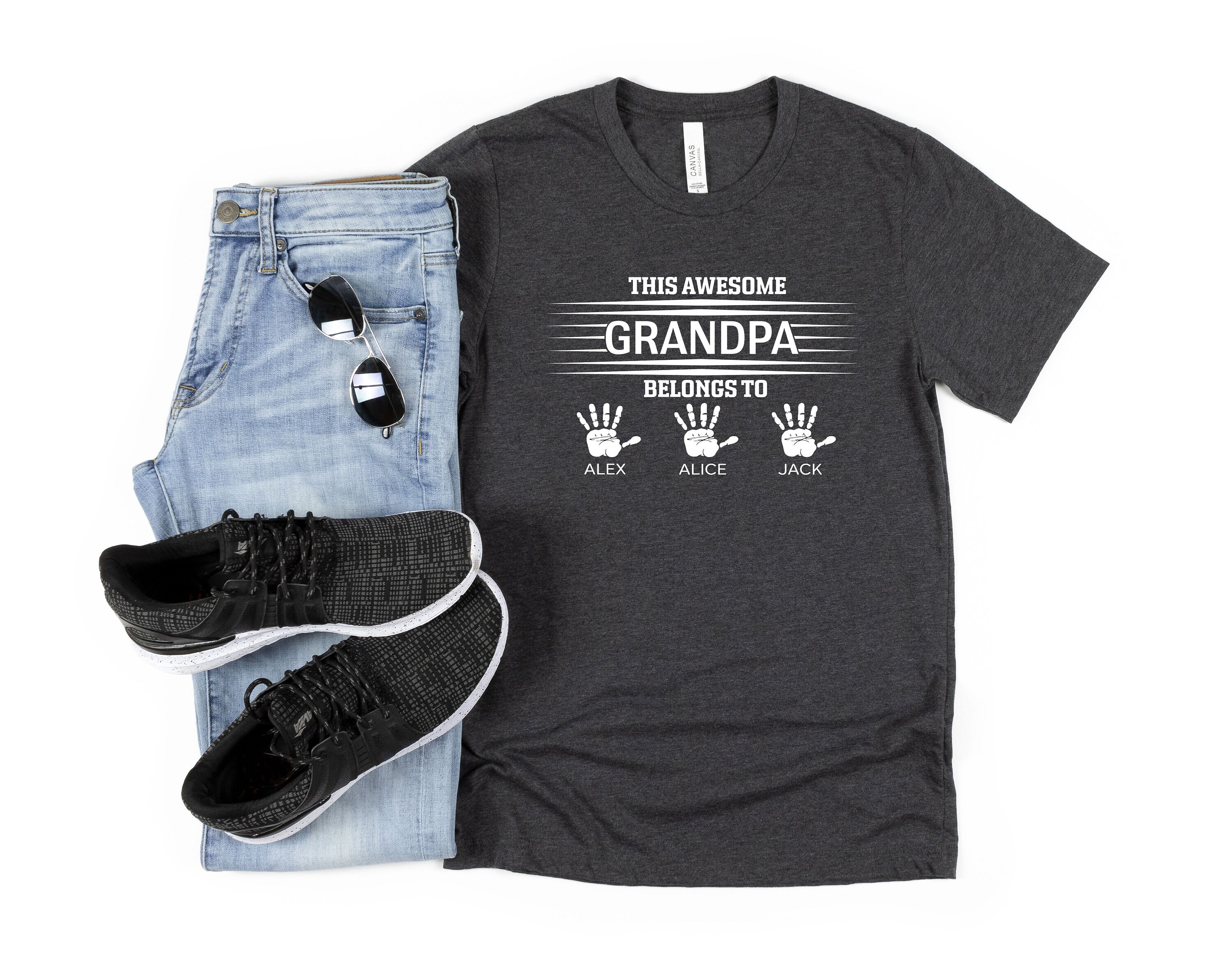 Personalized Grandpa's Little Shits Cute Grandkids Name Shirt For Grandpa