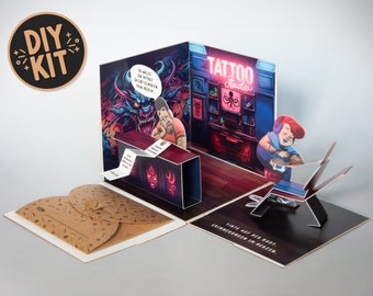 Tattoo Gutschein Geschenkverpackung – Lustige Explosionsbox für Tattoogutscheine & Geldgeschenke
