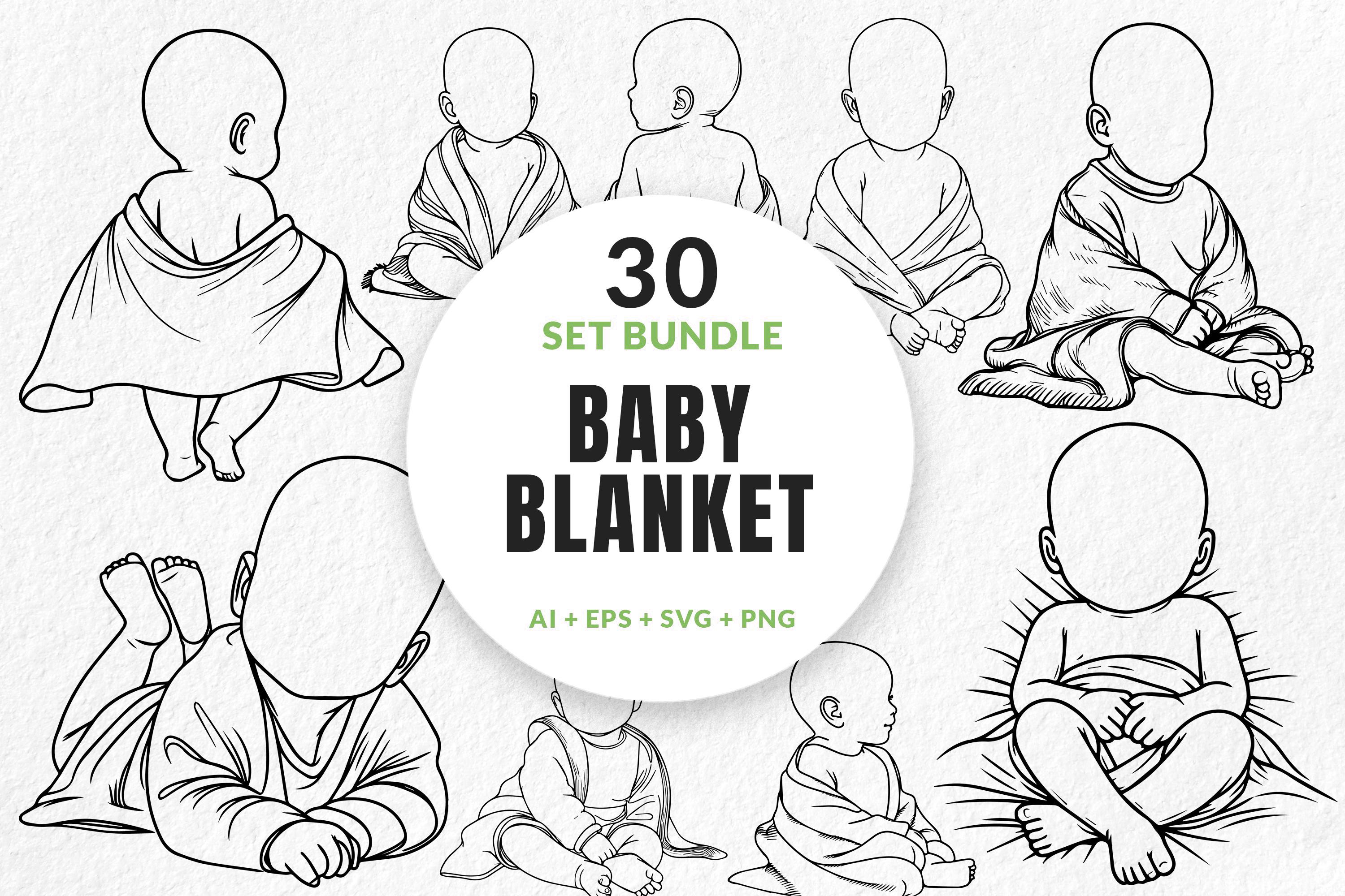 30 Bundle Line Art Tiny Cute Baby Use Blanket Pose Art Black White Illustration Hand Drawn Clipart Digital File Vector Ai / Eps / Svg / Png