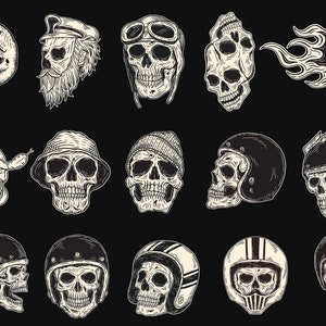 15 Bundle Dark Skull Rider Helmet Wings Horror Tattoo Beast Skull SVG, Skull Silhouette, Skull Outline SVG, Skull Clipart, Skull Silhouette