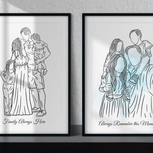 Custom Line Drawing Couple | Custom Portrait | Couple Line Art from Photo | Family Portrait | Personalized Gift for Family | Lover Couple