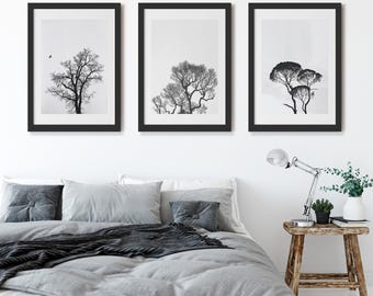 Minimalist Set of Six Black Wall Art Displays Featuring Nature and Bird Photography (Digital Download)